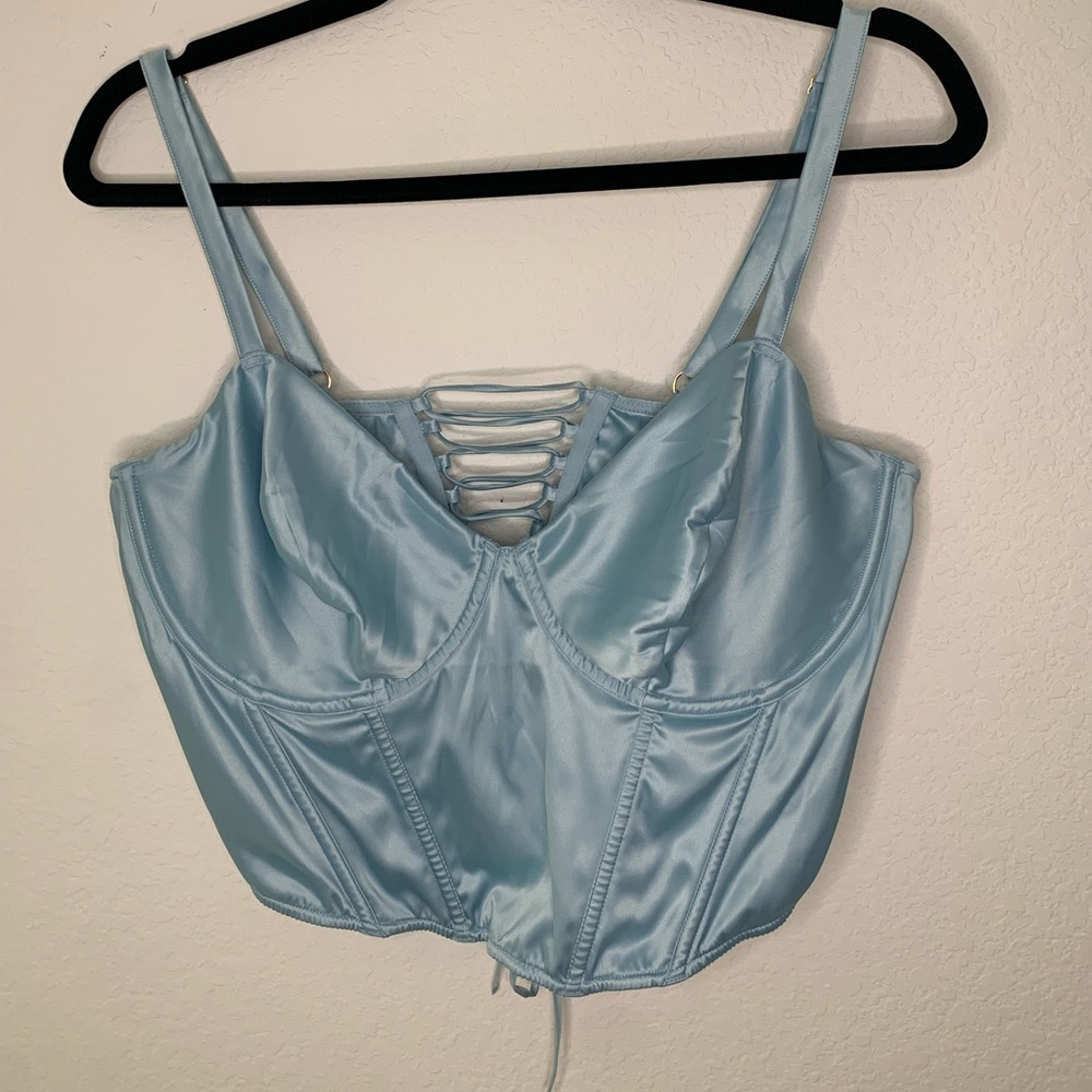 Light Blue Satin Corset Top Gem